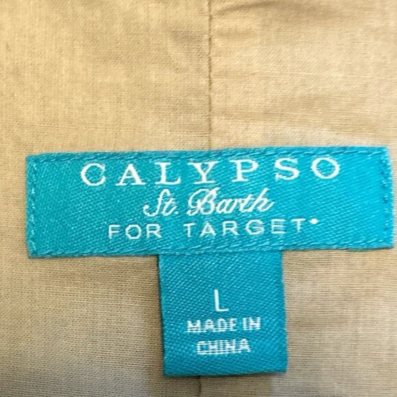 Calypso St. Barth for Target Tan floral embroidered A line sheath dress. Size L - Picture 6 of 8